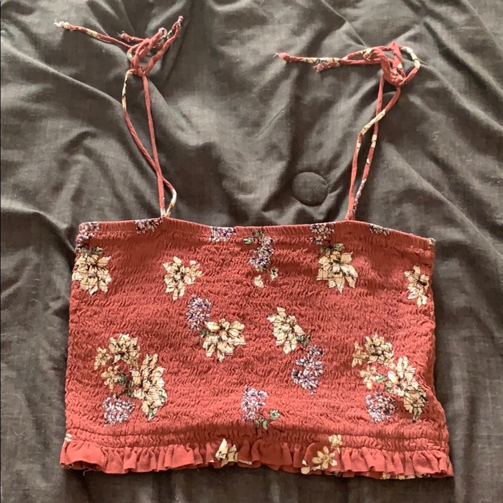 Pink floral crop top